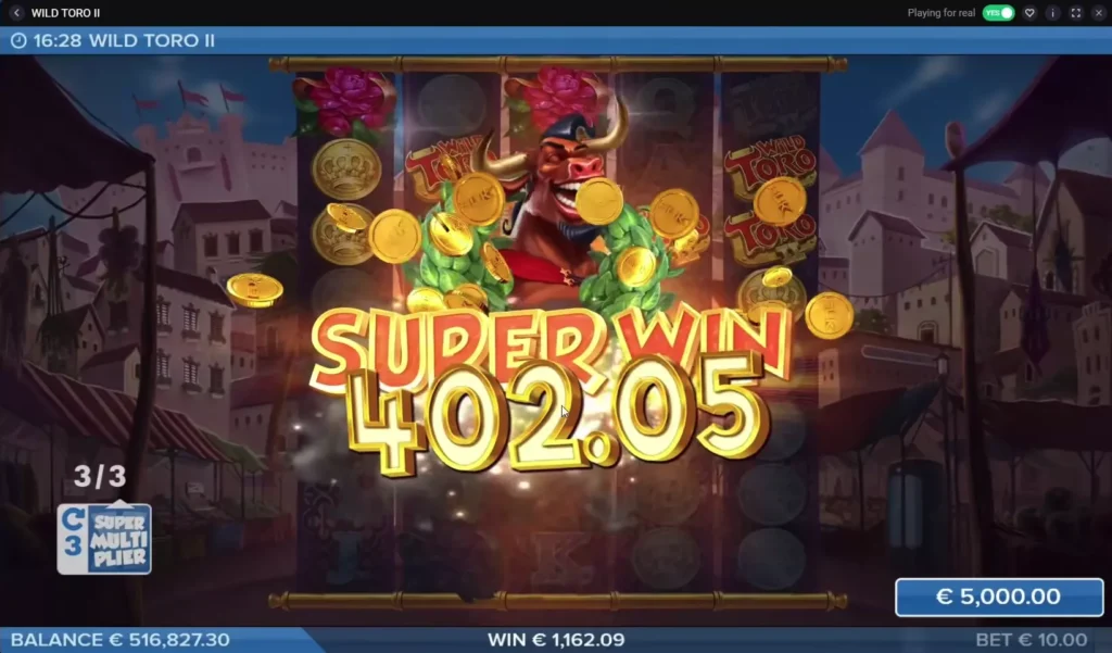 Большой выигрыш в слоте Wild Toro 2